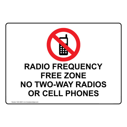Radio Frequency Free Zone No Two-Way Sign With Symbol NHE-36591