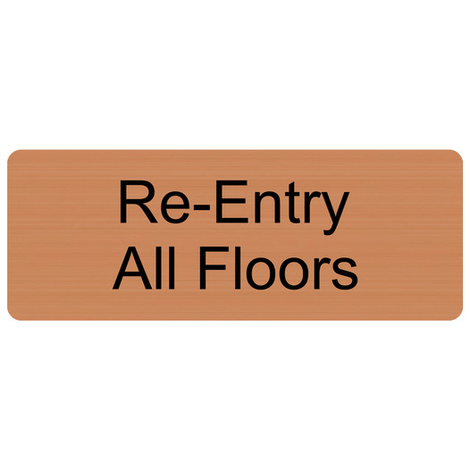 Copper Engraved Re-Entry All Floors Sign EGRE-539_Black_on_Copper