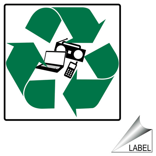 Electronics Recycle Symbol Label for Recycling / Trash / Conserve LABEL_SYM_359