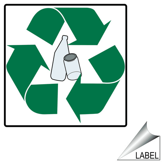 Glass Recycle Symbol Label for Recycling / Trash / Conserve LABEL_SYM_361