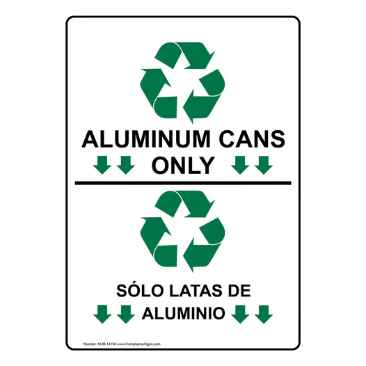 Aluminum Cans Only Bilingual Sign With Symbol NHB-14156