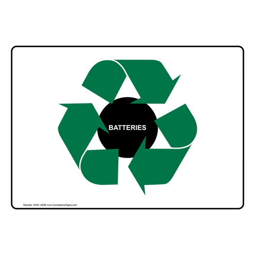 Batteries Sign for Recyclable Items NHE-14206