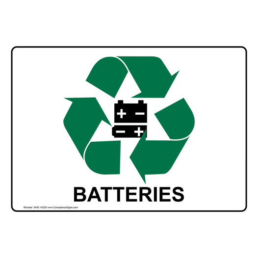 Batteries Sign for Recyclable Items NHE-14230