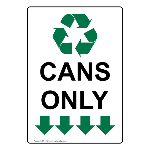 Portrait Cans Only Sign With Symbol NHEP-14159