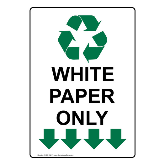 Portrait White Paper Only Sign With Symbol NHEP-14179