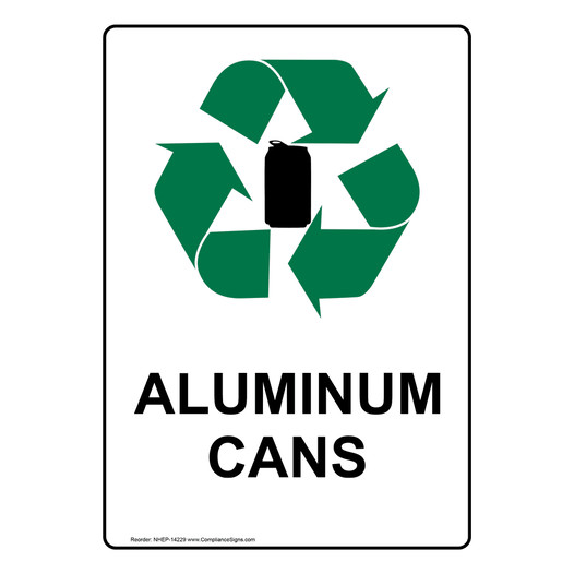 Portrait Aluminum Cans Sign With Symbol NHEP-14229