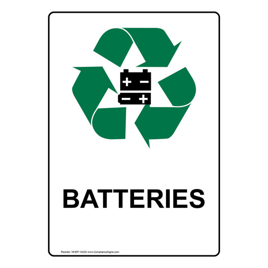 Portrait Batteries Sign With Symbol NHEP-14230