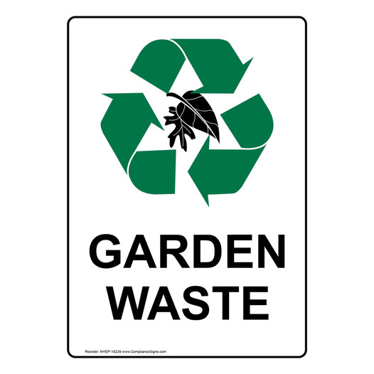 Portrait Garden Waste Sign With Symbol NHEP-14239