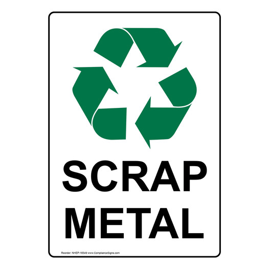 Portrait Scrap Metal Sign With Symbol NHEP-16549