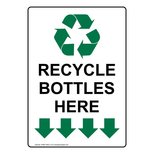 Portrait Recycle Bottles Here Sign With Symbol NHEP-18401