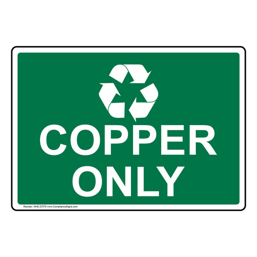 Copper Only Sign With Symbol NHE-27570