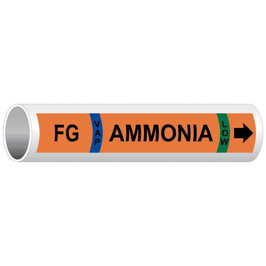 Orange FG Vap Ammonia Low [Foul Gas] Pipe Marking Label PIPE-50829