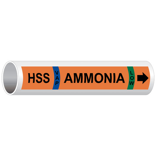 Orange HSS Vap Ammonia Low [High Stage Suction] Pipe Marking Label PIPE-50834