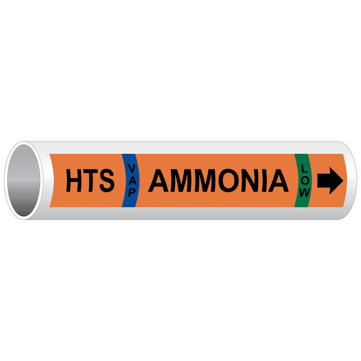 Orange HTS Vap Ammonia Low [High Temperature Suction] Pipe Marking Label PIPE-50837