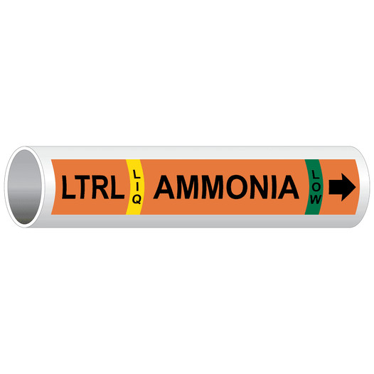 Orange LTRL LIQ Ammonia Low [Low Temperature Recirculated Liquid] Pipe Marking Label PIPE-50842