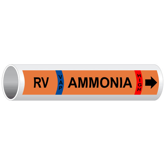 Orange RV Vap Ammonia High [Relief Vent] Pipe Marking Label PIPE-50849