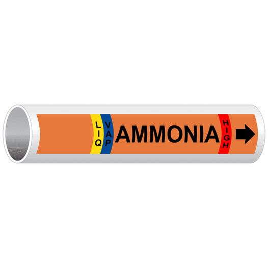 Orange LIQ Vap Ammonia High Pipe Marking Label PIPE-50857
