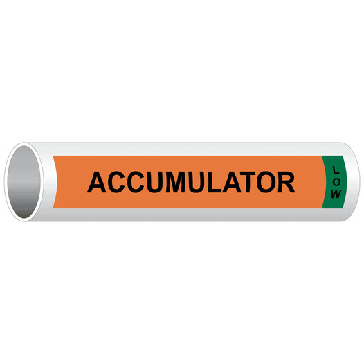 Orange Accumulator Low Pipe Marking Label PIPE-50862