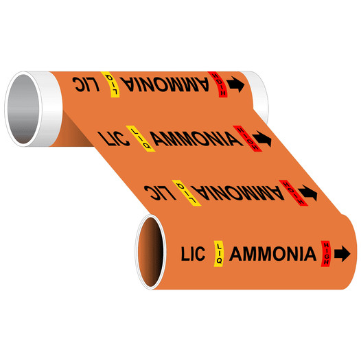 Orange LIC LIQ Ammonia High [Liquid Injection Cooling] Pipe Marker Tape PIPE-50839_WideRoll