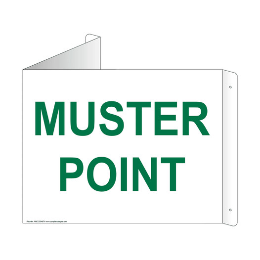 White Triangle-Mount MUSTER POINT Sign NHE-25548Tri