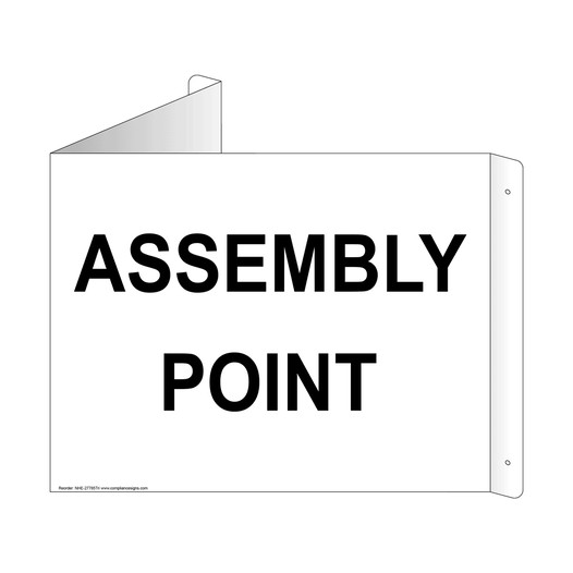White Triangle-Mount ASSEMBLY POINT Sign NHE-27785Tri