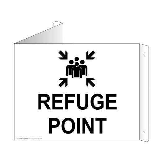 White Triangle-Mount REFUGE POINT Sign With Symbol NHE-27805Tri