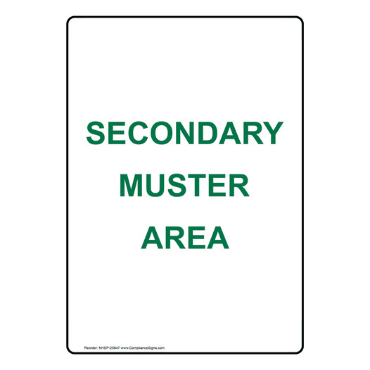 Portrait Secondary Muster Area Sign NHEP-25647