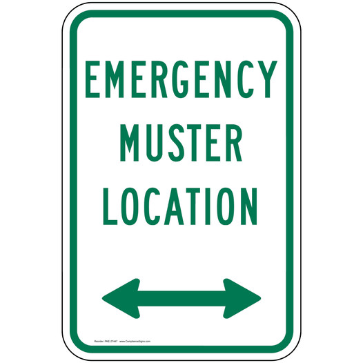 Emergency Muster Location [ Arrow ] Sign PKE-27447