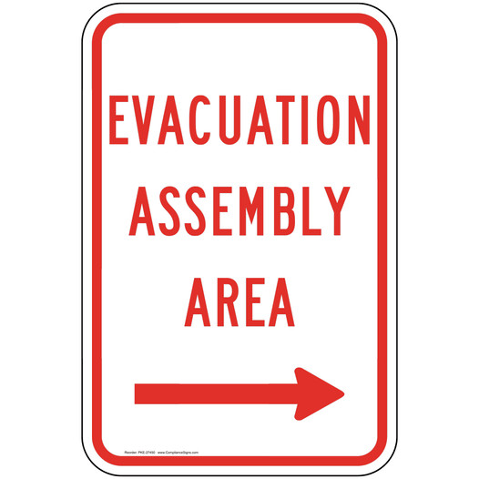 Evacuation Assembly Area [ Right Arrow ] Sign PKE-27450
