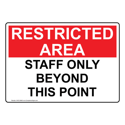 Staff Only Beyond This Point Sign NHE-34946