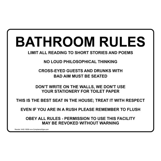 Bathroom Rules Sign for Restroom Etiquette NHE-15938