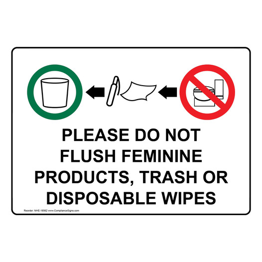Do Not Flush Feminine Products Sign NHE-18562 Restroom Etiquette