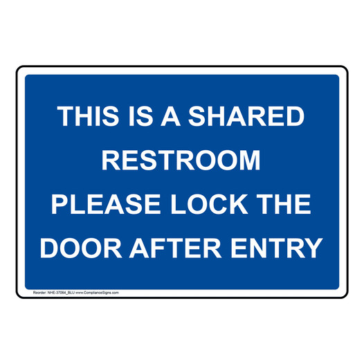 This Is A Shared Restroom Please Lock The Sign NHE-37064_BLU