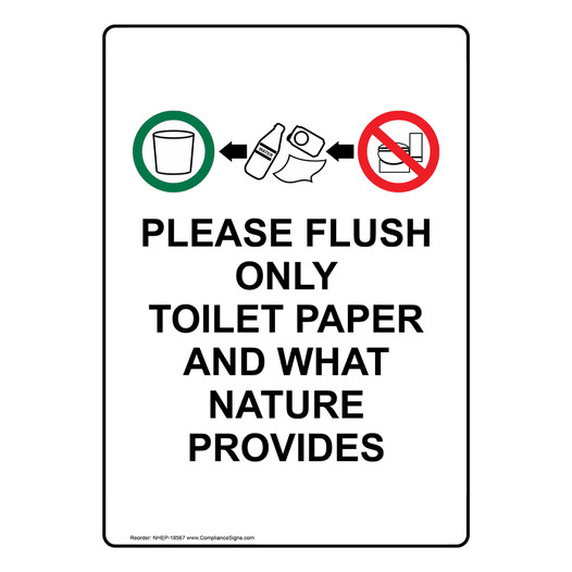 Portrait Please Flush Only Toilet Sign With Symbol NHEP-18567