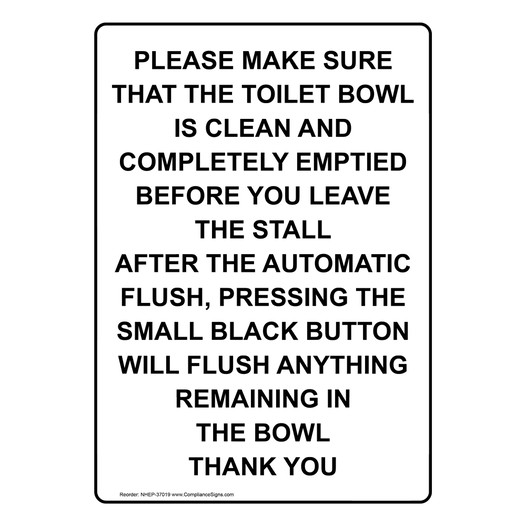 Portrait Please Make Sure That The Toilet Bowl Sign NHEP-37019