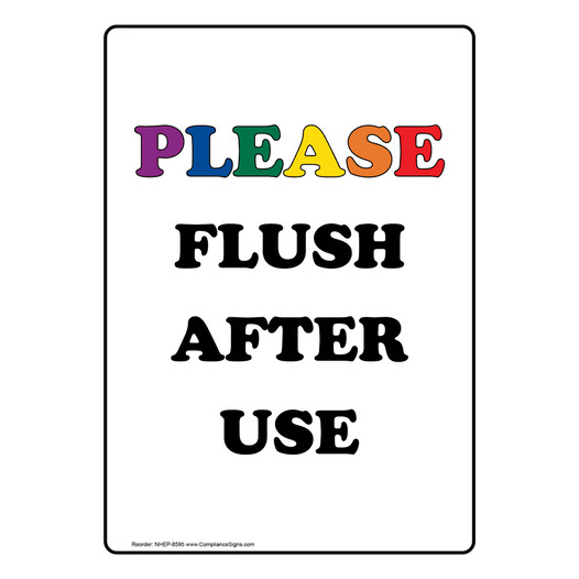 Vertical Sign Restroom Etiquette Please Flush After Use