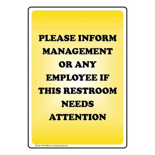 Portrait Please Inform Management Or Any Employee Sign NHEP-8665