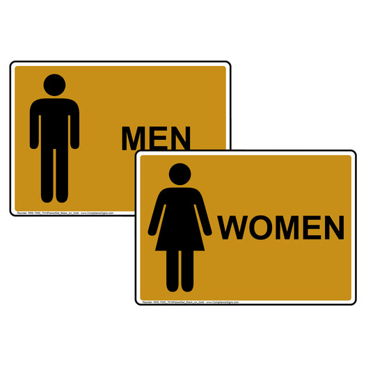 Men Women Set Sign Rre 7000 7010pair Blkongld Restroom Paired Sets 9912