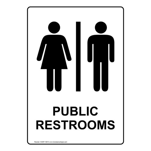Portrait Public Restrooms Sign With Symbol NHEP-15875