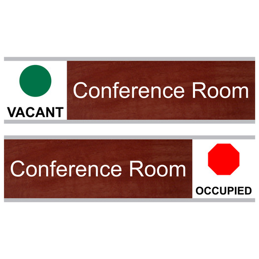 Cinnamon Conference Room (Vacant/Occupied) Sliding Engraved Sign EGRE-285-SLIDE_White_on_Cinnamon