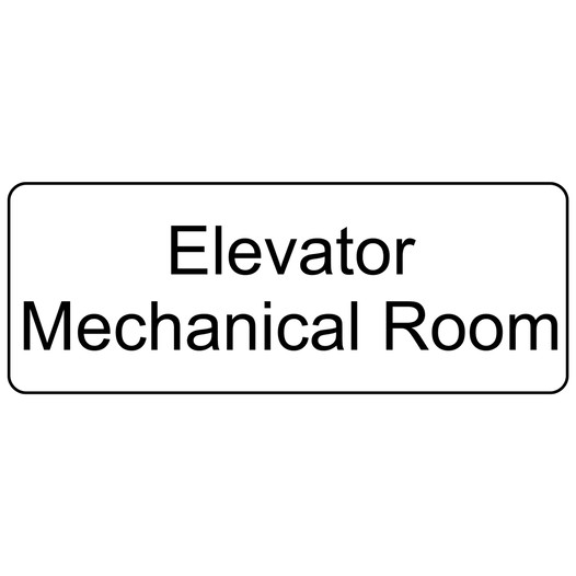 White Engraved Elevator Mechanical Room Sign