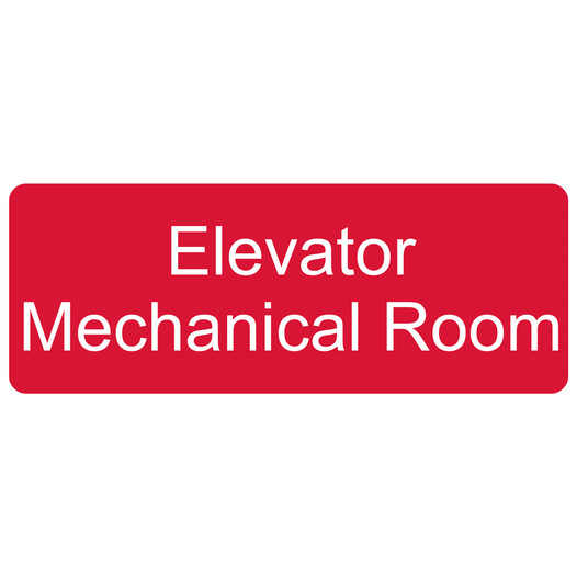 Red Engraved Elevator Mechanical Room Sign