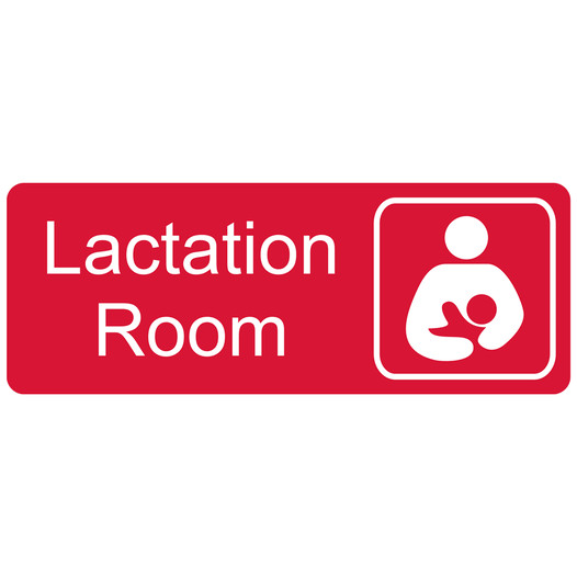 Red Lactation Room Engraved Sign With Symbol EGRE-37153-SYM-WHTonRed