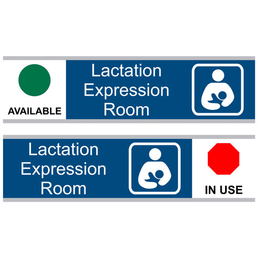 Blue LACTATION EXPRESSION ROOM Sliding Engraved Sign EGRE-37162-SYM-SLIDE-White_on_Blue