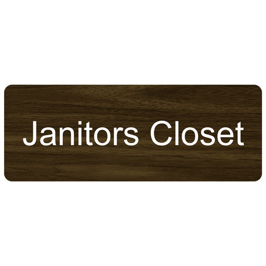 Walnut Engraved Janitors Closet Sign
