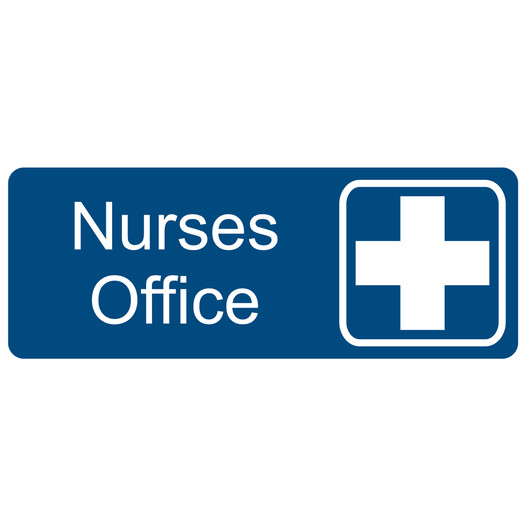 Blue Engraved Nurses Office Sign with Symbol EGRE-483-SYM_White_on_Blue