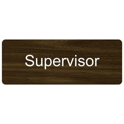 Walnut Engraved Supervisor Sign EGRE-585_White_on_Walnut