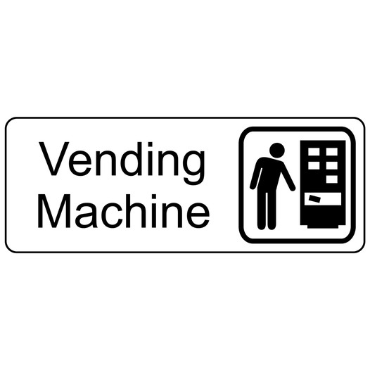 White Engraved Vending Machine Sign with Symbol EGRE-630-SYM_Black_on_White