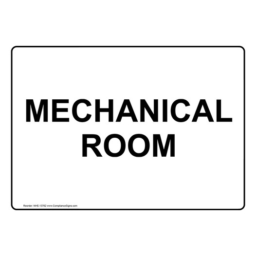 Mechanical Room Sign for Wayfinding NHE-13762