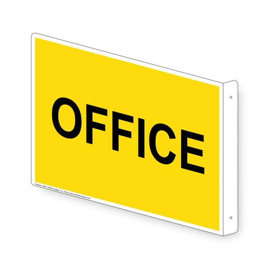 Projection-Mount Yellow OFFICE Sign NHE-13902Proj-Black_on_Yellow